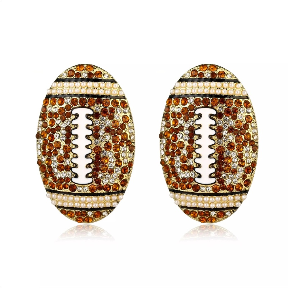 Stunning Crystal Football Earrings